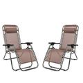 SalonMore 2 Pack Zero Gravity Chair for Patio Lounge Chair Portable Folding Chairs Brown