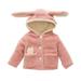 Toddler Girls Thick Woolen Coat Winter Cute Plus Fluffy Hooded Coat Rabbit Ears Jacket Outwear Pink 6