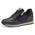 Sneaker MARCO TOZZI, Damen, Gr. 41, schwarz (schwarz, kombi), Lederimitat, Textil, unifarben, kontrastfarbene Details, feminin, Schuhe Sneaker, mit seitlichem Reißverschluss, Freizeitschuh, Halbschuh, Schnürschuh