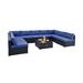 Costway 10 Piece Outdoor Wicker Conversation Set with Seat and Back Cushions-Navy