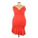 Charlotte Russe Casual Dress - Mini Plunge Sleeveless: Red Print Dresses - New - Women's Size 3X