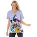 Plus Size Women's Short Sleeve V-neck Disney Friends Tee by Disney in Purple Disney Friends (Size M)