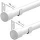 2 PCS Curtain Pole with Brackets Fittings Set Window Poles Heavy Duty Small Drapery Curtain Rods for Outdoor Bedroom, Living Room(280-400CM,White)