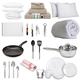 Student Essentials - Home Starter, Kitchen Set, Bedding Pack, (Duvet, Bed Linen, Pillow) Kitchen Accessories for Home, Kitchen Appliance Set, Towel Set (Small-Double, Oatmeal & Oatmeal)