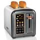 SEEDEEM Toaster 2 Slice, Stainless Steel Bread Toaster with Touch LCD Display,6 Bread Selection, 7 Shade Settings, 1.5'' Extra Wide Slots Toaster with 3 Basic+More Time Functions, Dark Metallic
