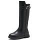 DADAWEN Girls Side Zipper Knee High Riding Boots Black 2 UK