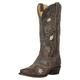 Womens Western Cowgirl Cowboy Boots, Juliet Heritage Square Snip Toe by Silver Canyon, Embroidered Leather brown Size: 5.5 UK