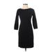 Ann Taylor Cocktail Dress - Sheath Crew Neck 3/4 sleeves: Black Print Dresses - Women's Size 0 Petite
