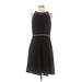 White House Black Market Casual Dress - A-Line Halter Sleeveless: Black Print Dresses - Women's Size 6 Petite