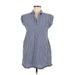 Harper Heritage Casual Dress - Shirtdress Collared Sleeveless: Blue Dresses - Women's Size Medium