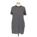 Cotton Emporium Casual Dress - Shift Crew Neck Short sleeves: Black Print Dresses - Women's Size Large