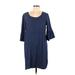 Naif Casual Dress - Mini Scoop Neck 3/4 sleeves: Blue Print Dresses - Women's Size Large