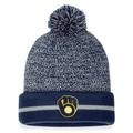 Men's Fanatics Branded Navy/Gray Milwaukee Brewers Space-Dye Cuffed Knit Hat with Pom