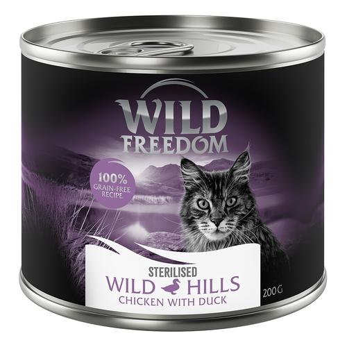 Wild Freedom Adult Sterilised 6 x 200 g - getreidefreie Rezeptur - Wild Hills Sterilised - Ente &...