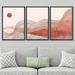 IDEA4WALL Framed Canvas Print Wall Art Set Geometric Red Wave Sun Landscape Abstract Shapes Illustrations Modern Art Decorative Nordic Zen Chic For Li Canvas | Wayfair