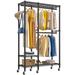 Rebrilliant Maiga Clothing Racks Metal Clothes Rack w/ Wheels Heavy Duty Clothes Storage Portable Closet Metal in Black | 31.5 W x 15.8 D in | Wayfair