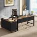 Trent Austin Design® Avel 70.86" Computer Desk Set w/ Outlet Wood/Metal in Black/Brown | 30.3 H x 70.86 W x 30.9 D in | Wayfair