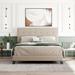 Queen Size Platform Bed Upholstered Platform Bed w/ Tufted Headboard