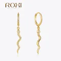ROXI 925 Sterling Silver INS Style Personalized Simple Versatile Snake Earrings For Women Rose Gold