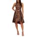 Metallic Ruffle Jacquard High-low Cocktail Dress - Brown - Adrianna Papell Dresses