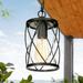LALUZ Outdoor Hanging Light Fixture Matte Black Exterior Pendant Light Anti-Rust Outdoor Ceiling Hanging Light with Clear Glass Farmhouse 1-Light Outdoor Chandelier for Gazebo Patio Porch 6.5â€�W