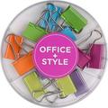 Office Style Medium Sized Binder Clips with Clear Plastic Storage Container - 12 Pieces - Large