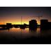 Seaside Urban Twilight Harbor Houses Sunset - Laminated Poster Print - 20 Inch by 30 Inch with Bright Colors and Vivid Imagery