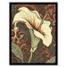 Single White Cala Lily Flower Art Nouveau Painting Pastel Colour Teal Green Red William Morris Style Patterns Colourful Bright Floral Modern Artwork Art Print Framed Poster Wall Decor 12x16 inch