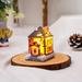 Resin Christmas Small House Village Light Up Building Luminous Figurines Xmas Ornament Gift for Kids