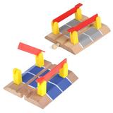 Wooden Railway Accessories Railroad Crossing Bridge Train Slot Track Toys