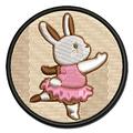 Ballerina Bunny Rabbit In Tutu Applique Multi-Color Embroidered Iron-On Patch - 2.5 Inch Small