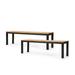GDF Studio Colcord Outdoor Acacia Wood and Iron Dining Bench Teak Black Set of 2