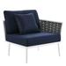 Lounge Chair Navy White Aluminum Metal Fabric Modern Contemporary Outdoor Patio Balcony Cafe Bistro Garden Furniture Hotel Hospitality