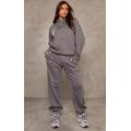 PRETTYLITTLETHING Logo Charcoal Grey Est 2012 Cuffed Joggers