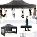 COBIZI 10x15 Pop up Canopy Commercial Heavy Duty Canopy Tent with 4 Sidewalls Easy Up Wedding Party Tent Outdoor Instant Canopy All Season Windproof & Waterproof Black(Frame Thickened)