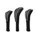 3Pcs Golf Club Head Covers Fashion PU Leather Thick Golf covers Set Black