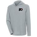 Men's Antigua Gray Philadelphia Flyers Strong Hold Long Sleeve Henley Hoodie T-Shirt