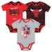 Infant Red/Black/Gray Chicago Bulls Slam Dunk 3-Piece Bodysuit Set