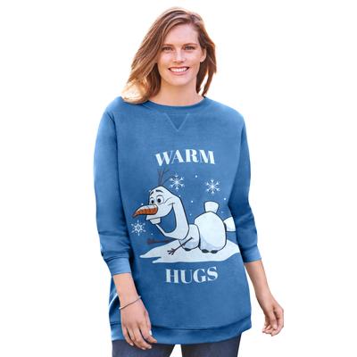 Plus Size Women's Disney Olaf Warm Hugs Sweatshirt by Disney in Blue Olaf (Size M)