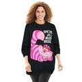 Plus Size Women's Disney Cheshire Cat Fleece Sweatshirt by Disney in Black Cheshire Cat (Size 4X)