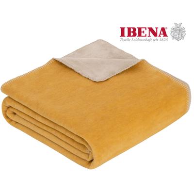 Wohndecke IBENA "Jacquard Decke Dublin", gelb (gelb, natur), B:150cm L:200cm, Obermaterial: 58% Baumwolle, 35% Polyacryl, 7% Polyester, Wohndecken, in trendigen Pastellfarben Image