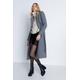 Womens Italian Wool Blend Long Line Wrap Coat - grey