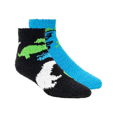 Skechers Boy's 2 Pack Dino Cozy Crew Socks | Size Small | Blue | Poly Blend