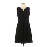 Talbots Casual Dress - A-Line V-Neck Sleeveless: Black Solid Dresses - Women's Size 4 Petite