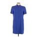 Liz Claiborne Casual Dress - Shift High Neck Short sleeves: Blue Solid Dresses - Women's Size 12 Petite