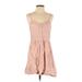 Levi's Casual Dress - A-Line V-Neck Sleeveless: Pink Solid Dresses - Women's Size Small