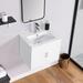 Ebern Designs 24" Wall Mounted Single Bathroom Vanity w/ Ceramic Top Wood/in Brown/White | 18.11 H x 24 W x 17.72 D in | Wayfair