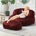Everly Quinn Moncla Bean Bag Sofa Chenille in Red/Brown | 22.83 H x 42.52 W x 40.55 D in | Wayfair 4D30CA7A32D84D3B9B6A6D9C0C688BCF