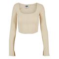 Longsleeve URBAN CLASSICS "Damen Ladies Short Rib Corsage Longsleeve" Gr. 3XL, beige (softseagrass) Damen Shirts Jersey