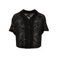 Klassische Bluse URBAN CLASSICS "Damen Ladies Crochet Lace Resort Shirt" Gr. 5XL, schwarz (black) Damen Blusen